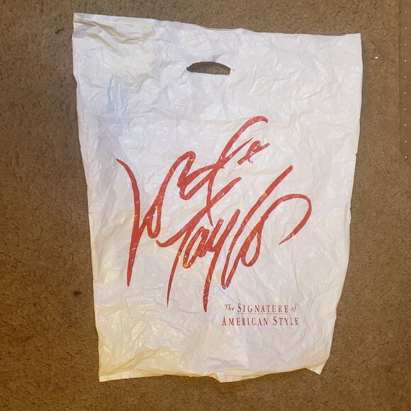 Vintage Lord&Taylor Plastic Shopping Bag w Classic Red Script Logo 23"x16"x2.5" - Picture 1 of 3